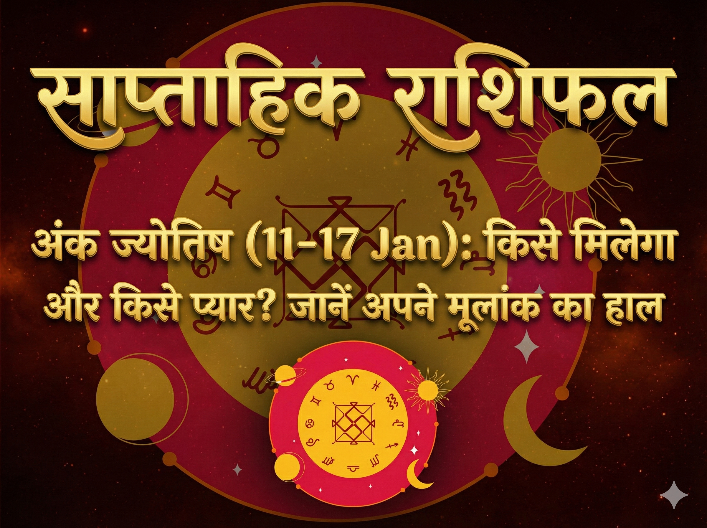 साप्ताहिक राशिफल (11-17 Jan 2026): किसे मिलेगा पैसा और किसे प्यार? जानें अपने मूलांक का हाल