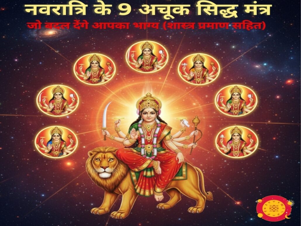 नवरात्रि के 9 दिनों के सिद्ध देवी मंत्र, माता के 9 स्वरूप और उनके अचूक लाभ - Astrology Sutras