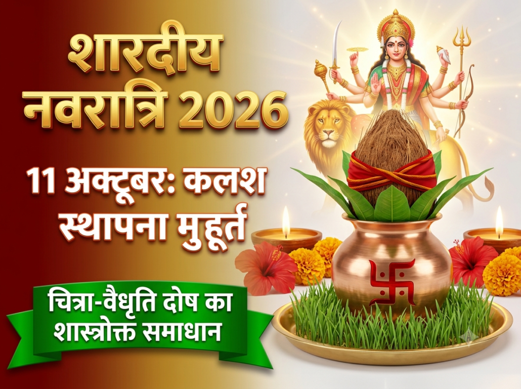 शारदीय नवरात्रि 2026 कलश स्थापना मुहूर्त चित्रा वैधृति दोष समाधान Astrology Sutras